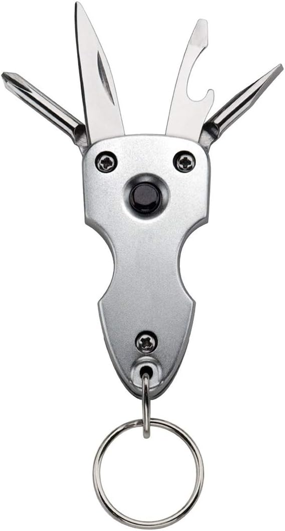 Silver 6 in 1 Torch Multi-Tool Keychain (Silver)