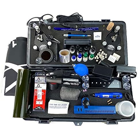 Delta Kits Windshield Repair Kit - Complete Commercial Mobile Double Bridge System - 12V Power - 200+ Professional Rock Chip Repairs - Cordless 365nm UV LED Light Cover