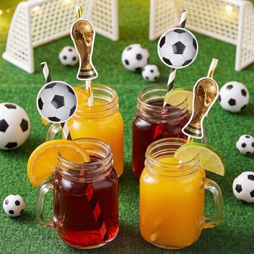 Pitillos de papel desechables con diseño fútbol, 7 cm miniatura 7