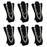 Mooca Black Velvet MDF Wood Jewelry and Necklace Easel Display Stand, Set of 6