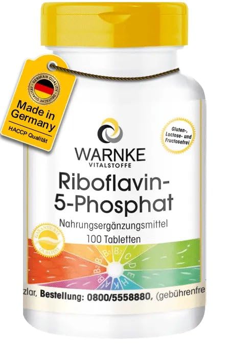 Riboflavin-5-Phosphat - Vitamin B2-100 Tabletten - schluckfreundlich - vegan - aktives Riboflavin | Warnke Vitalstoffe - Deutsche Apothekenqualität