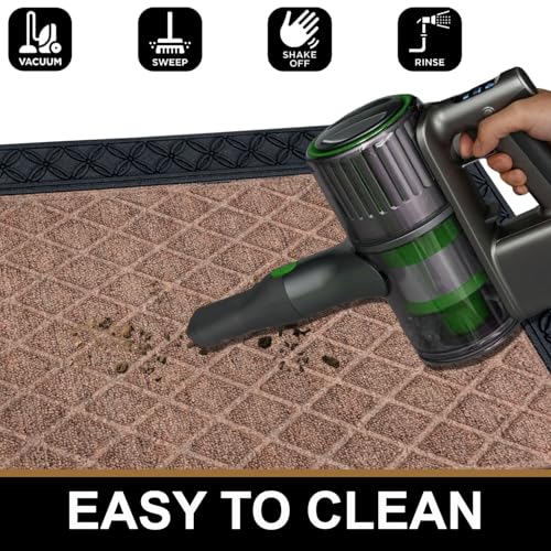 Image of Luxe Home Door Mats for Home Natural Coir mat Solid Beige Rectangular, Waterproof, Low Profile All-Purpose Entrance Rug with Anti-Slip Rubber Backing for Indoor and Outdoor Use (45cm x 75cm, Pc 1)