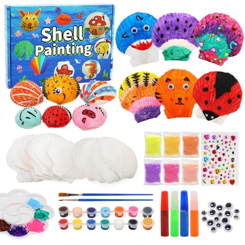 LEADSTAR Conchas que brilham no escuro pintar kit artesanato meninos menina 4 5 6 8 10 anos, artesanato conjunto de pintura de criativos DIY Glow in the Dark pintura brinquedos crianças presente