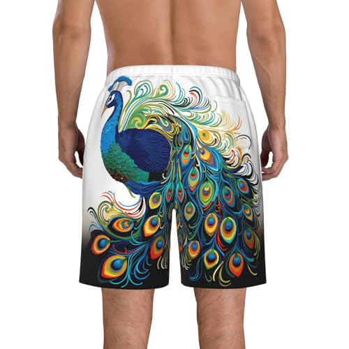 Men's Swim Trunks Quick Dry Board Shorts Mens Bathing Suit Swimsuits Peacock Pattern Beach Shorts with Pockets4