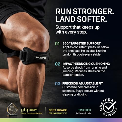 Image of Modvel Knee Strap Patella Tendon Support Brace Band, One Size, 2-Pack | Adjustable patellar tendon support strap reduces pressure on the patella; works as a knee strap, patella band and brace
