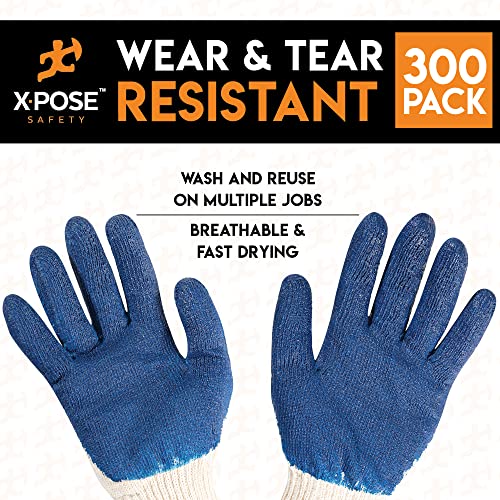 Image of Xpose Safety Red & Blue Palm Work Gloves - Latex-Coated Knit Grip Safety Gloves for Construction, Electricians, & General Use