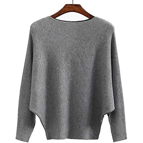 Damen Pullover Off Shoulder Batwing Sleeve Loose Pullover Solid Sweater Knit Jumper Tops Cover