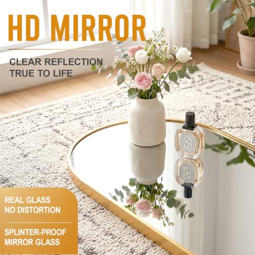 Image of Story@Home Arch Mirror Full Length - 5.25 Feet | Aesthetic Full Size Mirror for Bedroom with Stand Thin Frame Aluminium | Vertical Hanging Display for Living Room, Dressing - Gold