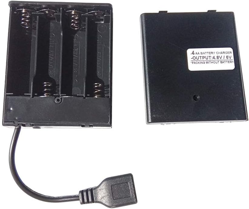 Black USB Female Socket 4 AA Battery Case Box Holder Output 4.8 Volt Or 6 Volt with On Off Switch,Without Battery