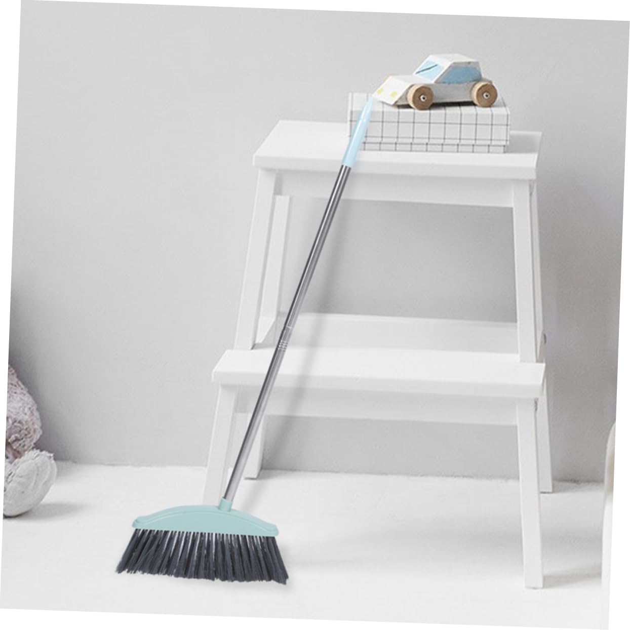 HOODANCOS 2Pcs Family Clean Broom with Long Stainless Steel Handle Indoor Outdoor Cleaning Tool for Efficient Garbage Sweeping Portable House Cleaning