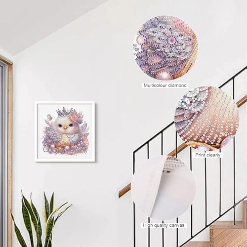 Image of AiYuanzsh 5D Special Shape Diamond Art Kits for Beginners, Diamond Art Kits for Adults Noble Chicken Pattern, Crystal Rhinestones Diamond Painting for Home Wall Decoration Gift 12x12inch