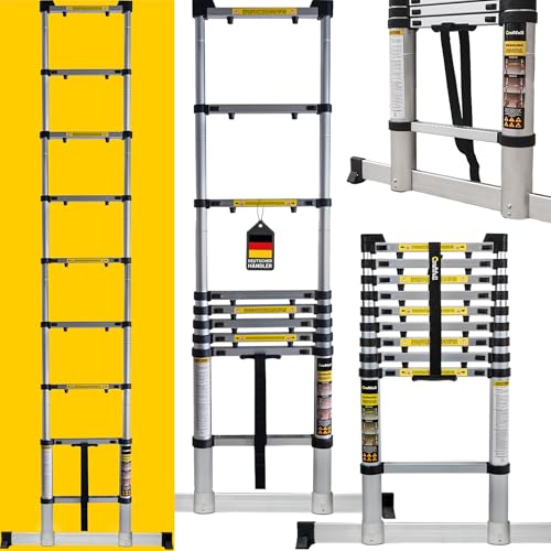 Aluminium Teleskopleiter CF-101A |  - Trittleiter - Leiter ausziehbar - Stehleiter - Ausziehleiter - Alu Anlegeleiter (3.2 Meter)