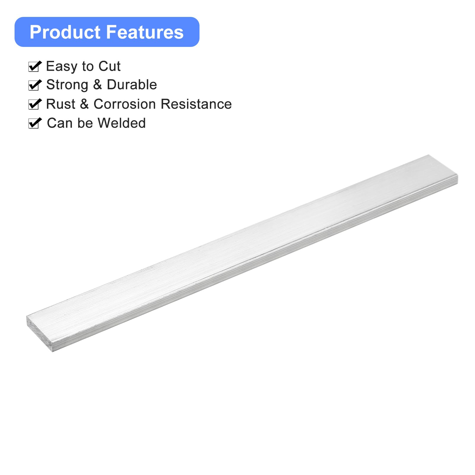 6 Barres Aluminium Plat 6061 6x30x305 Mm – Tiges Carrées Pleines, Découpe & Bricolage Robuste Argent