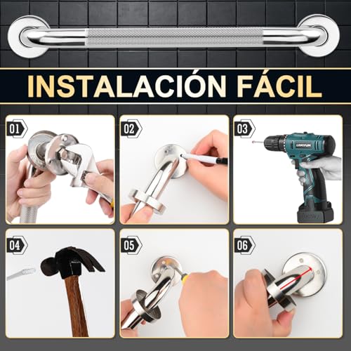 Barra de agarre para baño supregear de acero inoxidable 304 antideslizante de 40 cm 3