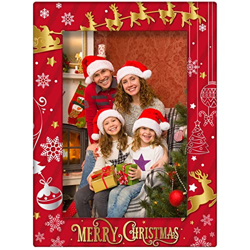 Party Greeting Christmas Picture Frame 4x6 Ceramic Photo Frame Decorations Holiday Xmas Gifts Horizontally Suitable for Desktop Use (Merry Christmas)