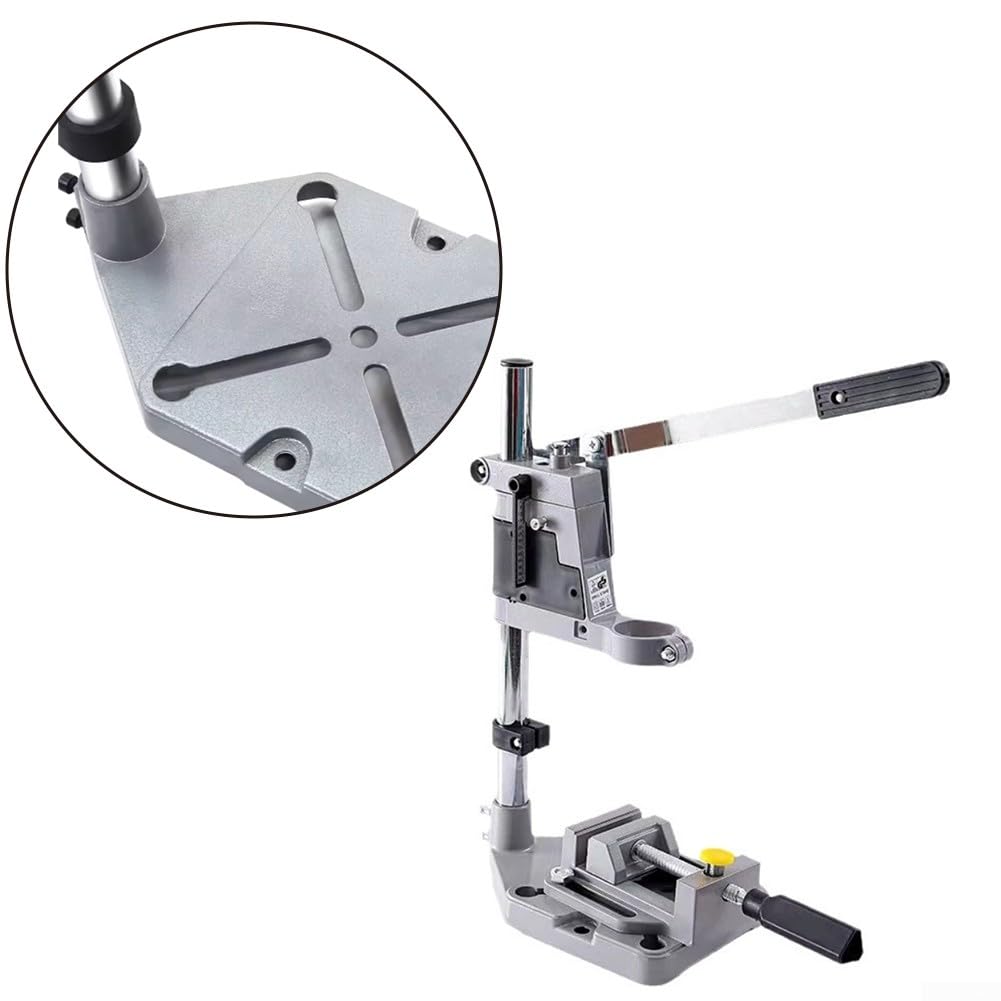Support de perceuse réglable, 40 x 22,5 x 15 cm, support de base en aluminium pour perceuse manuelle avec colonne solide et vibrations minimales, convient pour les amateurs de bricolage et les