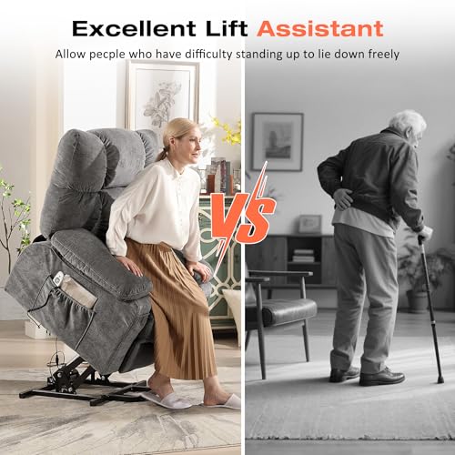 Image of MAHOMICO Power Lift Recliner Chair for Elderly with Vibration Massage and Lumbar Heating, Electric Lift Recliner Sofa with USB Charging Port and Side Pocket for Living Room Comfort
