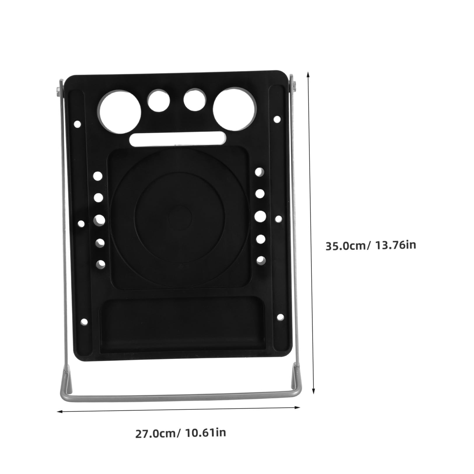 VILLCASE Portautensili Facile da Trasportare per Scala Pieghevole in Plastico e Ferro Nero Scanalature Multisize Antiscivolo, Ripiano Compatto per Riparazioni e Giardinaggio