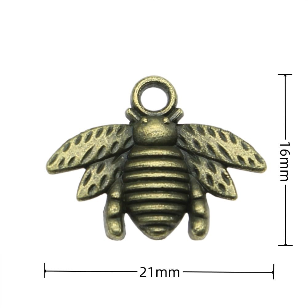 Image secondaire de EPRHAY Lot de 50 Pendentif Abeille en Alliage de Bronze Antique en forme d'abeille et Abeille en Bronze Antique