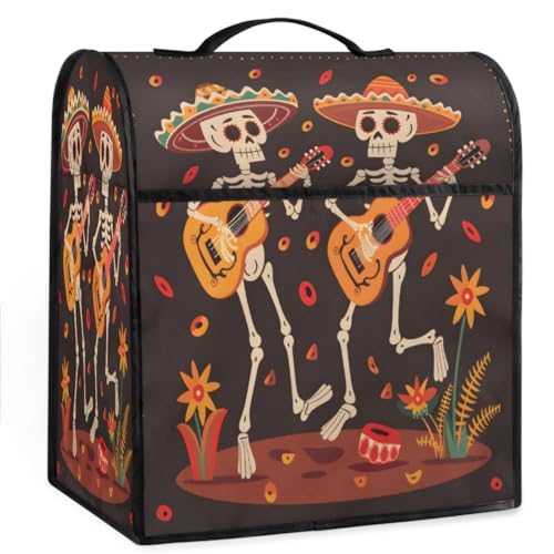 Coffee Maker Cover Music Skull Kitchen Appliance Covers Small Appliance Covers Blender Cover Juicer Cover Dust Covers for Kitchen Appliances with Top Handle and Pockets,Washable,B497