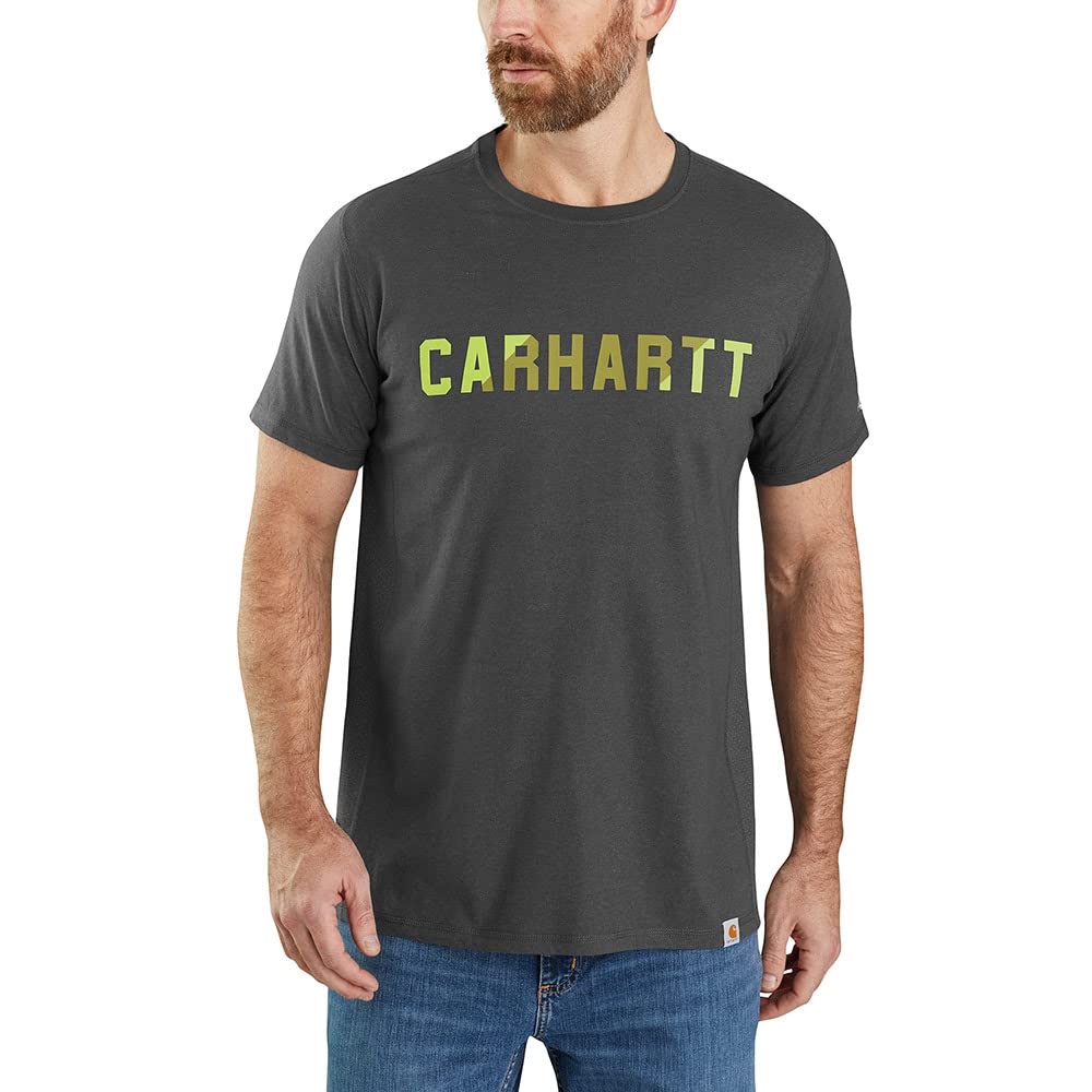 Carhartt Herren Force Relaxed Fit Midweight Short-Sleeve Block Logo Graphic T-Shirt Force Relaxed Fit Midweight Short Sleeve Pocket T-Shirt