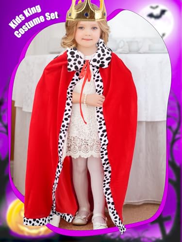 Disfraz completo rey para niños con capa roja y accesorios miniatura 7