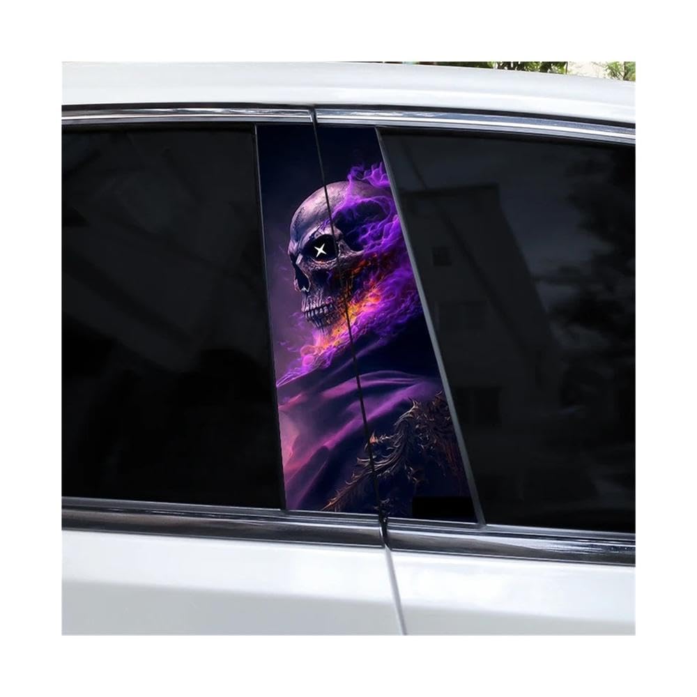 Bertdcx Q 2Pcs Horror Stickers Skull Car Window Pillar Stickers Cover Scratch Vinyl Auto Parts(Q)