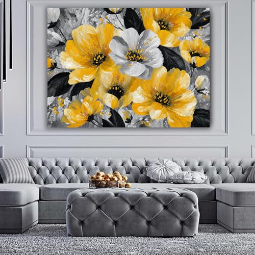 Decoration Murale Salon Chambre Poster Abstrait Jaune et Blanc 40x60 - 4