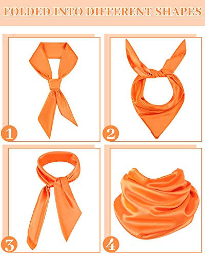 2pcs Orange Large Square Scarf Halloween Costume Head Scarf Neck Scarf Skinny Scarf Headscarf for Men Women, 35 x 35 Inch3