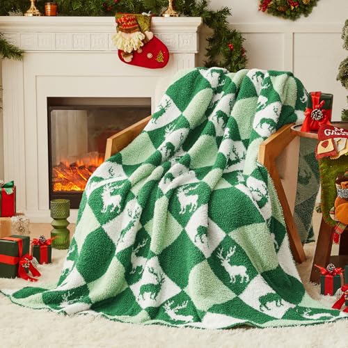 Image of CYMULA Christmas Knit Throw Blanket - Super Soft Cozy Fuzzy Blankets for Couch, Sofa & Bed, Holiday Throw Blanket,60 inchx80 inch