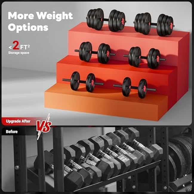 Adjustable Dumbbells, 55/77LBS Free Weight Set, 4 in 1 Dumbbell Set Used as Barbell, Kellebell, Push Up Stand, Fitness Exercise for Home Gym Suitable Men/Women