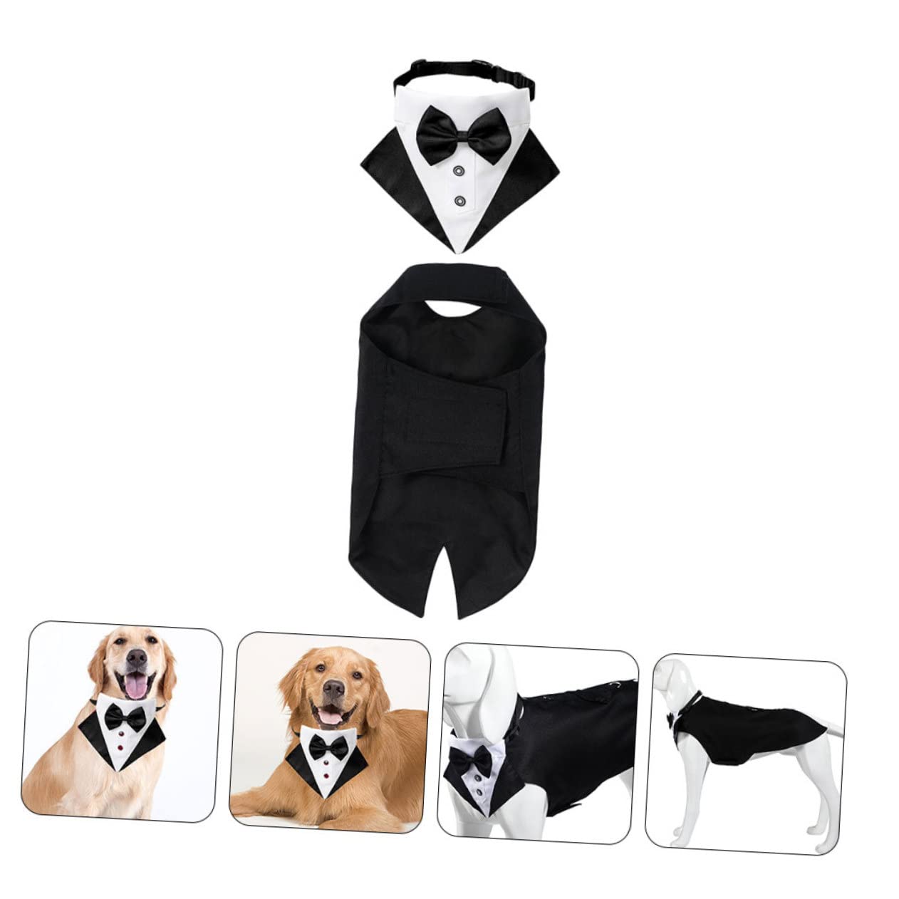 Toyvian 1 Ensemble Costume pour Chien avec Bandana Ensemble Tuxedo Élégant pour Animaux de Compagnie Vêtements Confortables et Respirants Parfait pour Événements Spéciaux Noir XXL