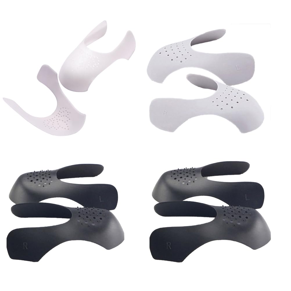4 Paia di Protezioni per Scarpe, Protezione Antipiega per Scarpe, Protezione Antipiega Traspirante, impedisce alle Scarpe da Ginnastica di sgualcirsi e ammaccarsi, Nero/Bianco