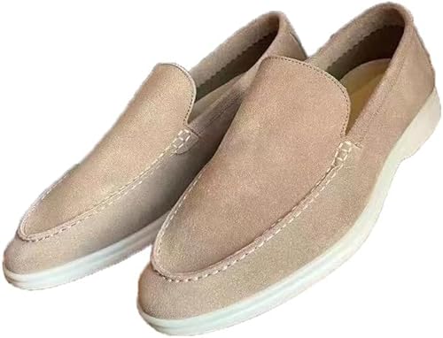Men's Suede Loafers Slip-Ons Moccasins for Men Summer Dress Shoes Lightweight and Breathable Flat Loafer Casual Driving Walking Shoes Oxford Shoes