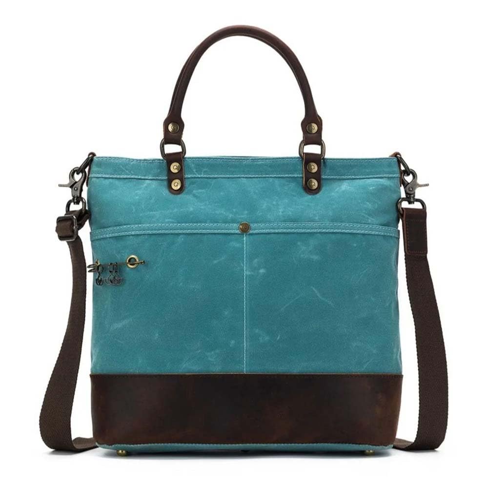 Della Q Canvas Tote - Water-Resistant Tote for Knitting or Crocheting Projects, Teal, 38cm x 34cm x 12cm - 1 Piece