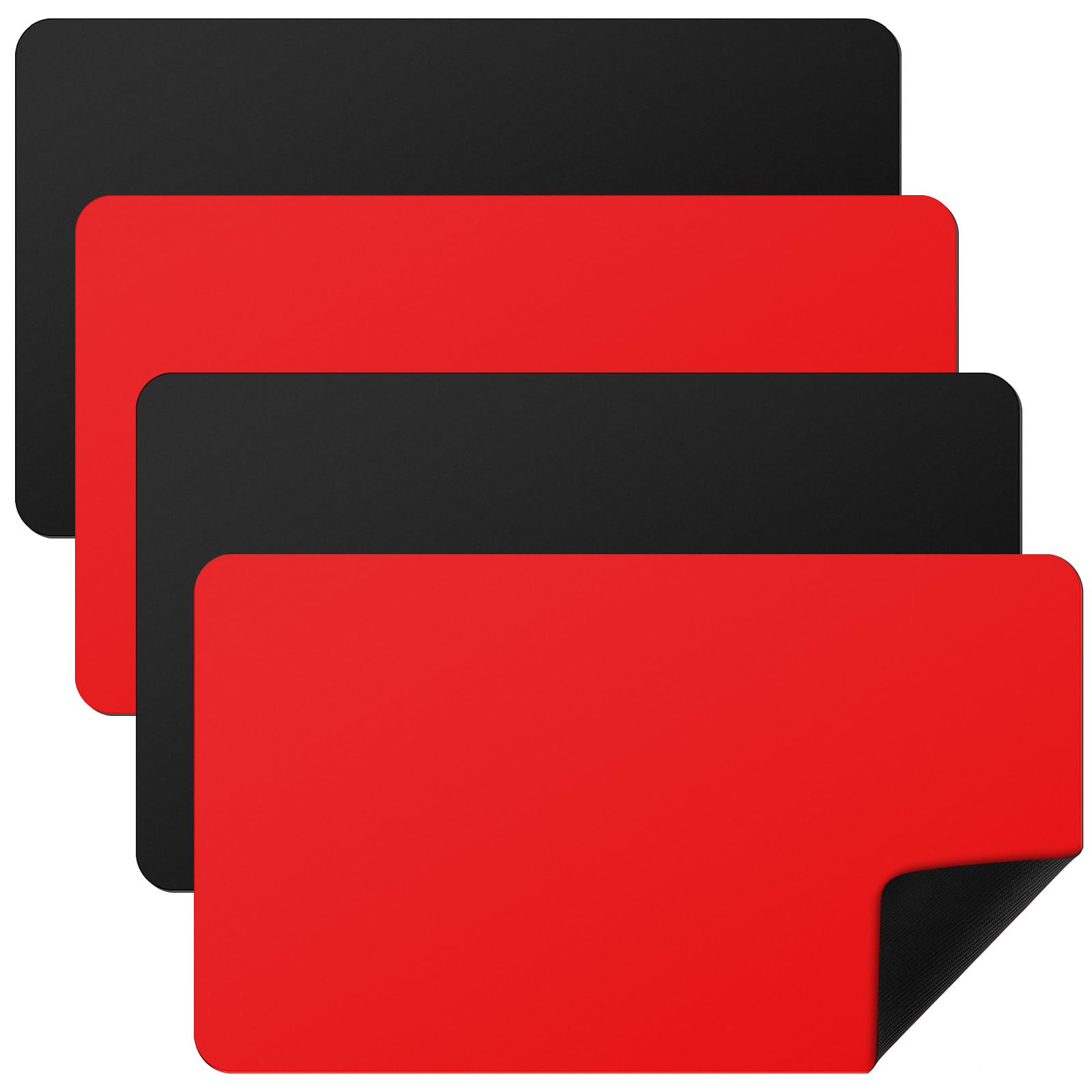 Ecally 4 Pcs Card Game Mats, 24 x 14 Inch, Playmat Table, Red, Black