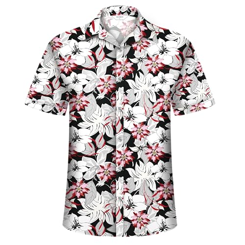 Image of Hawaiian Shirt for Men Tropical Shirts Summer Beach Button Down Short Sleeve Luau Aloha Floral Cruise Vacation Outfit 2026