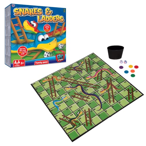 HTI Toys Traditional Games Snakes & Ladders Family Board Game Set