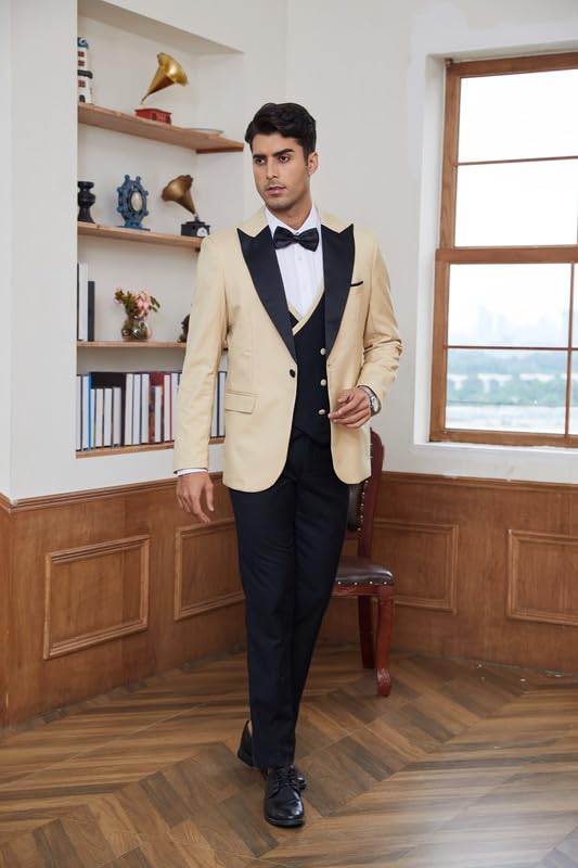 Tuxdeo for Men 3 Piece Suit Slim Fit Suit Wedding Suit Prom Dinner Suit with Tie Blazer Vest Pant Set4