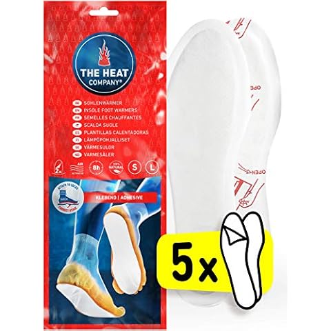 THE HEAT COMPANY Insole Foot Warmers Adhesive - EXTRA WARM - Adhesive Foot Warmers - 8 Hours of Warmth - Instant Heat - Air Activated - Purely Natural - SMALL Size: 3-6.5 - 5 Pairs Cover