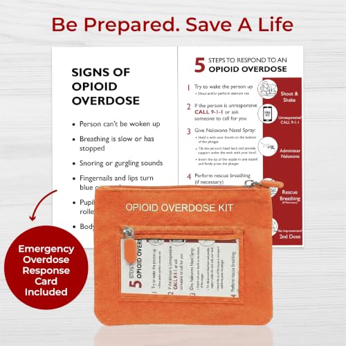 Image of 10 PACK Naloxone Overdose Kit Bag - Compact Canvas Pouch for Naloxone Nasal Spray & Opioid Emergency Response - Holds 2 Naloxone Sprays & Accessories - Naloxone Not Included (Orange, 10 Units)