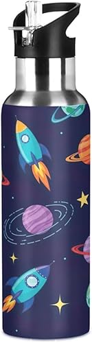 Miniatura 1 de Botella de agua deportiva sin BPA de 20 onzas, botella de agua aislada al vacío de acero inoxidable para gimnasio, viajes al aire libre, escuela,