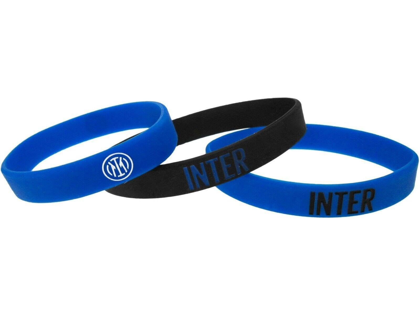 Tris Braccialetti F.C.Inter Prodotto Ufficiale Calcio Serie A. Nero Azzurro. Nuovo Stemma.