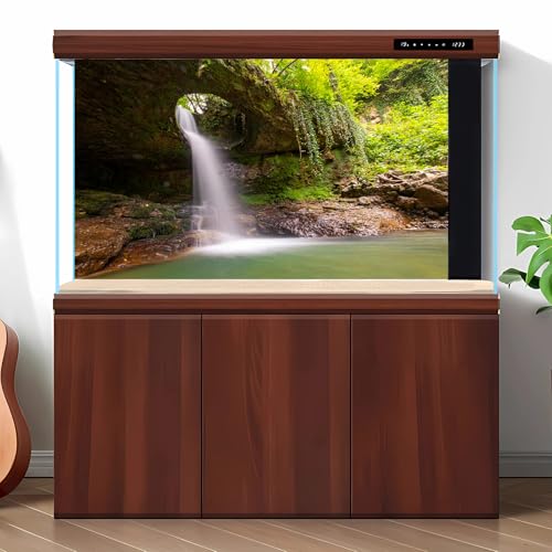 Waterfall Aquarium Background Rainforest Tropical Forest Fish Tank Background Fascinating Clay Stone Waterfall Hole Cave Reptile Tank Background Jungle Forest Reptile Enclosure Backgrounds 36x20in