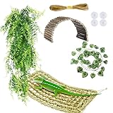Bearded Dragon Tank Accessories, Hammock Reptile Hide decor,Terrarium Hanging Plant Vines Artificial Leaves Reptile Hide, Leopard Gecko Tank Accessories for Bearded Dragon Lizard Snake Chameleon