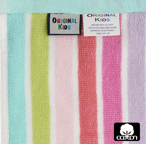 Image of ORIGINAL KIDS 6 Piece Towel Set - 2 Bath Towels, 2 Hand Towels, 2 Washcloths - 100% Cotton - Soft Absorbent Quick Dry - Durable Pool Shower Beach - Gift - Pink Multi