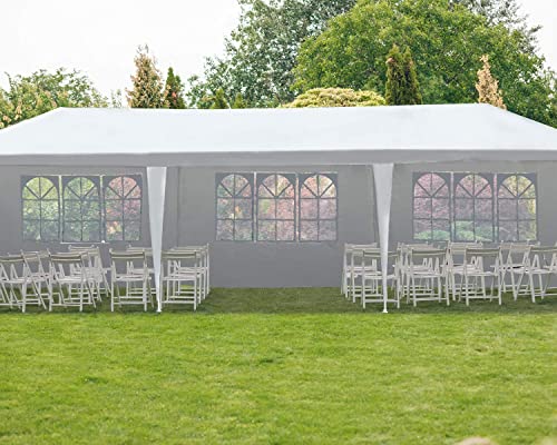 Gazebo Tent 10'x30' Canopy Tent Outdoor Gazebo Canopy Wedding Party Tent Heavy Duty Gazebo Pavilion, White