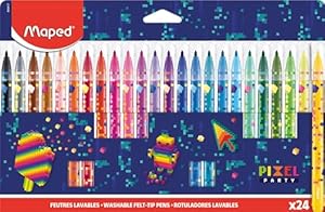 Feutres de Coloriage Pixel Party Maped - 24 Couleurs Vives pour Enfants