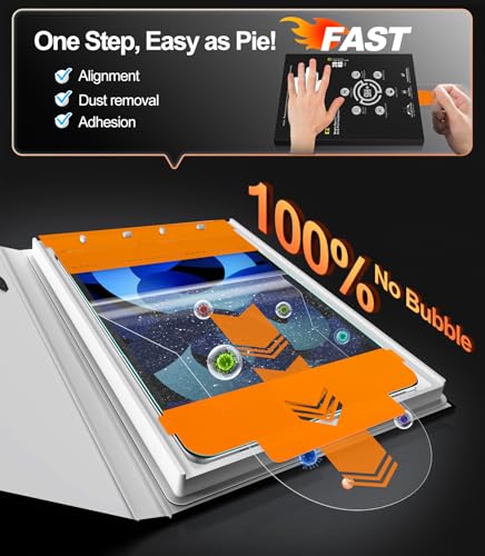 Image of EZ-GLAZ-2 Pack for iPad Air 5th 4th Gen 10.9 Inch & iPad Pro 11 Inch (4th 3rd 2nd 1st Gen) Screen Protector, Military-Grade Shatterproof, 9H+ Tempered Glass with Installation Box, Anti-Scratch, Apple Pencil Compatible, HD Clarity, Bubble Free
