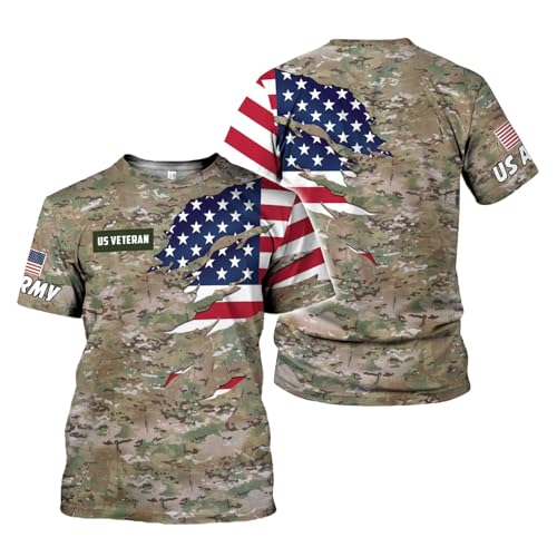 Veteran Army T-Shirt US Military Pride American Flag Vintage Jersey, Army Shirts for Men Memorial Day Idea2